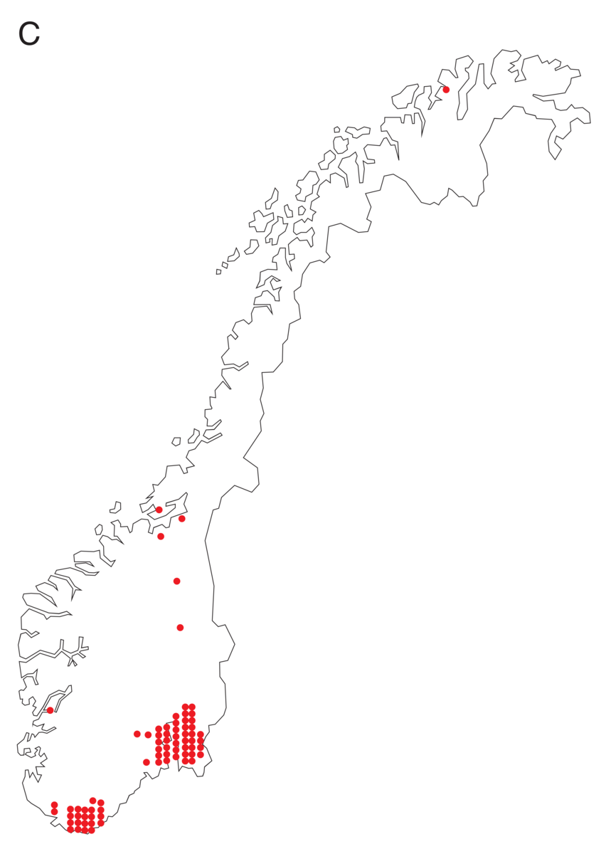 human genetikk (mutasjoner i Norge, utbredelseskart C)