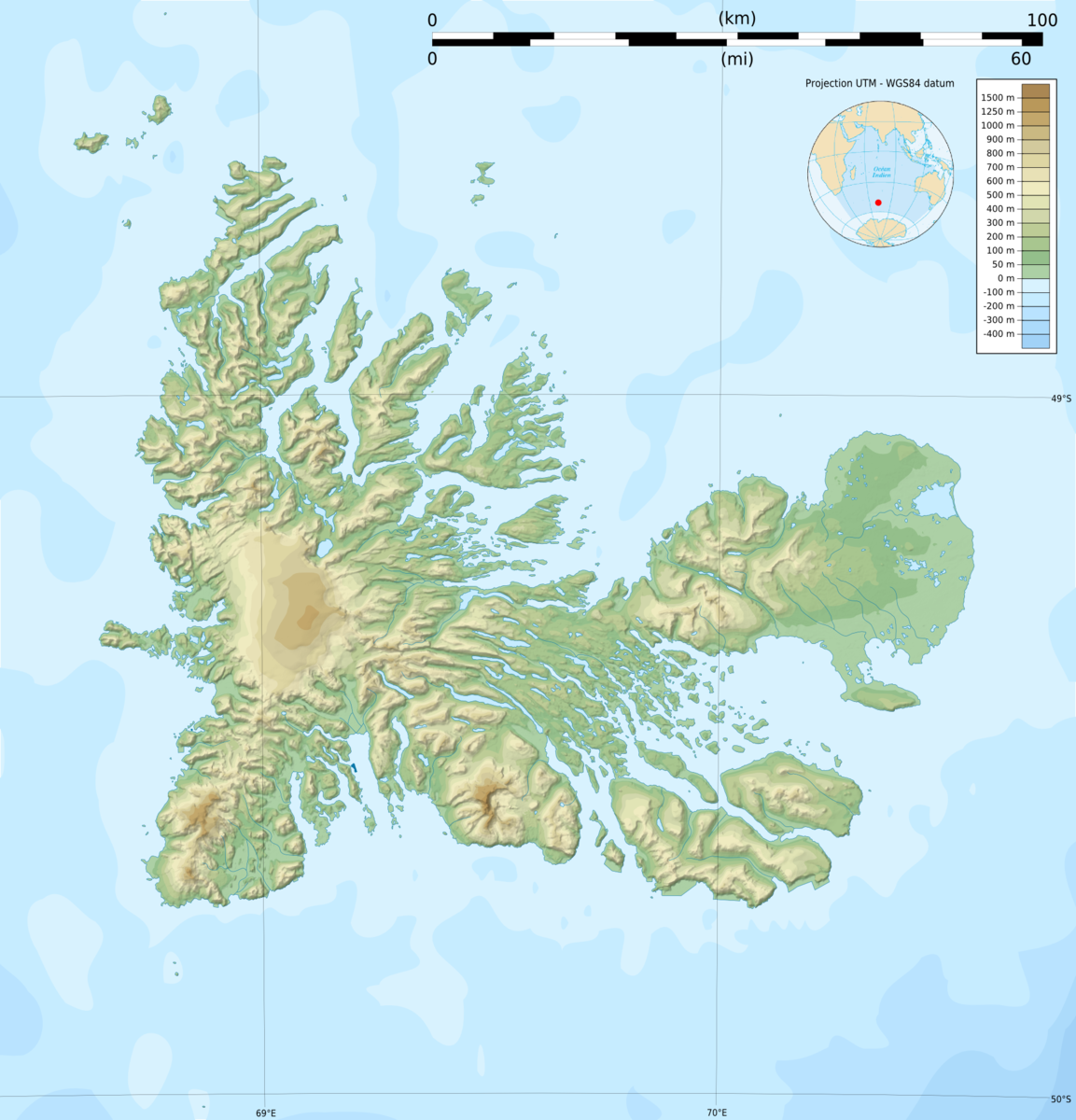 Kart over Archipel de Kerguelen