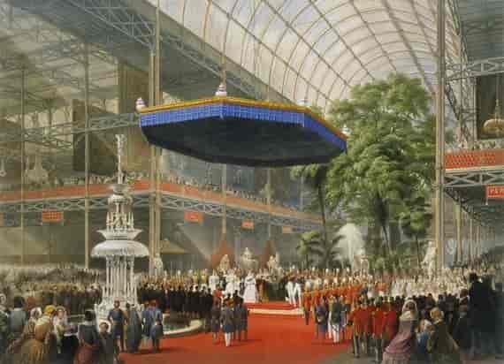 Dronning Victoria åpner the Great Exhibition i Crystal Palace, Hyde Park, London.