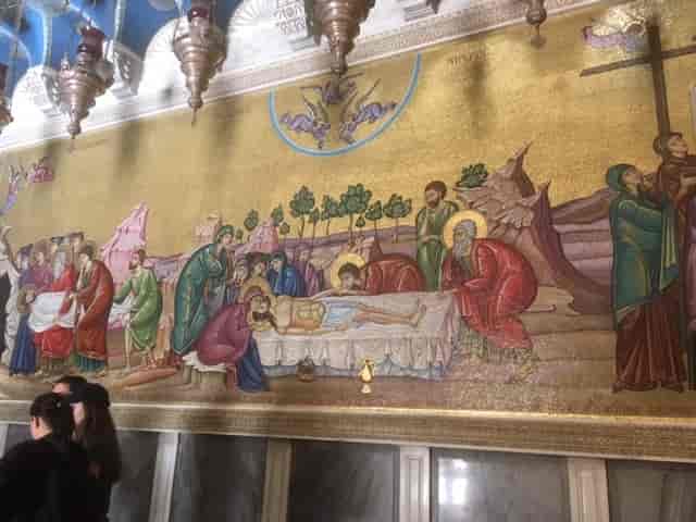 Interiør fra Den hellige gravs kirke, Jerusalem.
