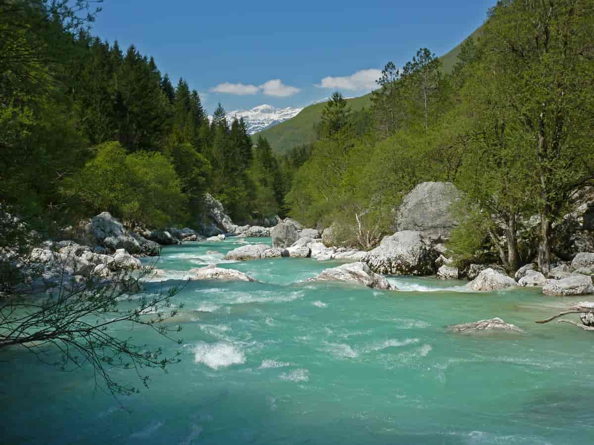 Isonzo i Trenta-dalen i Slovenia