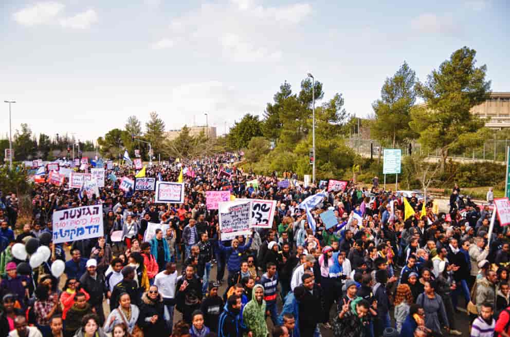 Israelere med etipisk bekgrunn demonstrererer mot diskriminering (2012).