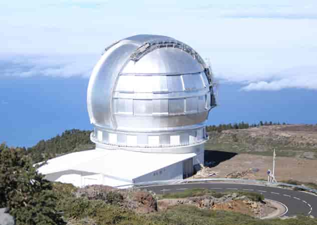 Gran Telescopio Canarias (GTC) på Roque de los Muchachos (2 267 moh), La Palma på Kanariøyene