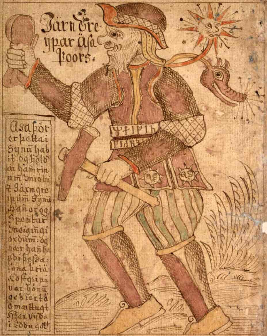 Tor med hammeren på Islandsk manuskript