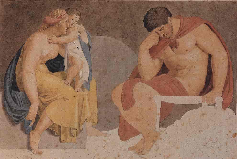 Maleri utført av Asmus Jacob Carstens med motiv fra gresk mytologi, circa 1791