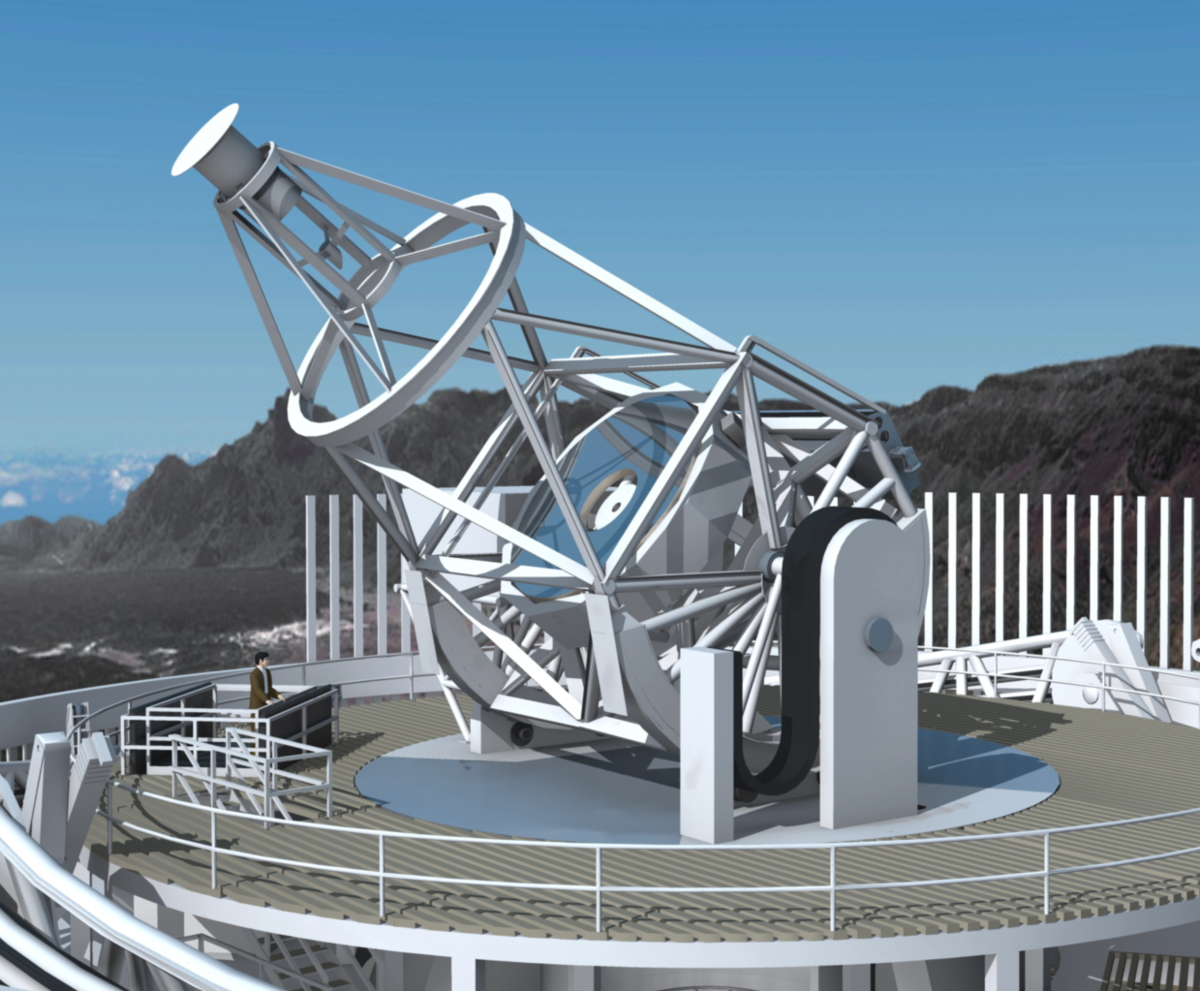 Tegning av ESTs åpne teleskopløsning.