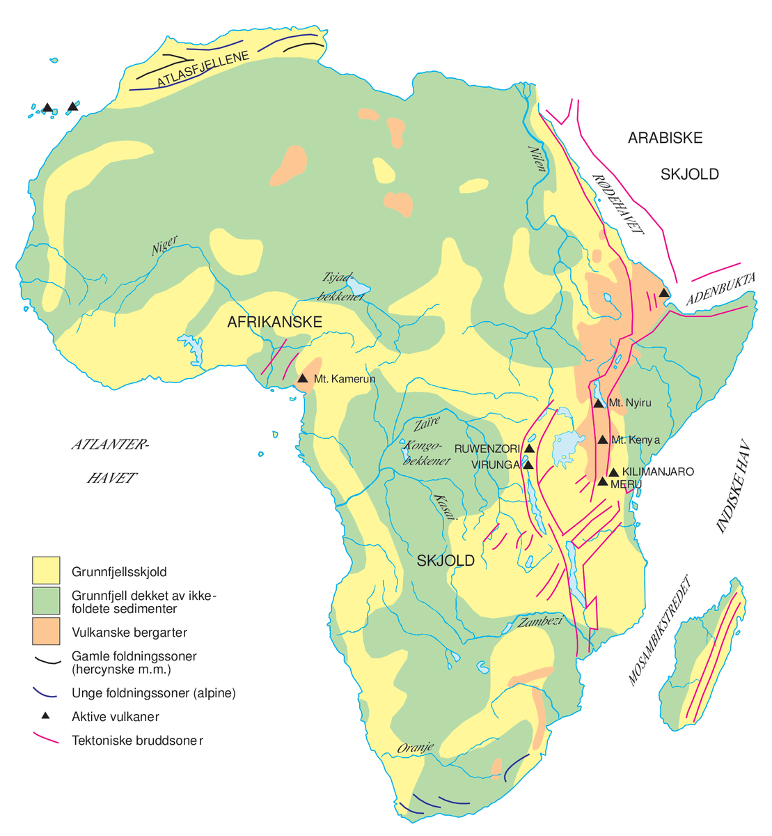 Afrika, geologikart