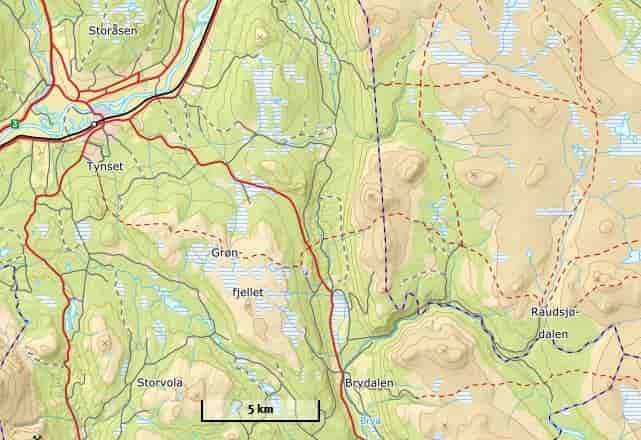 Kart over Raudsjødalen