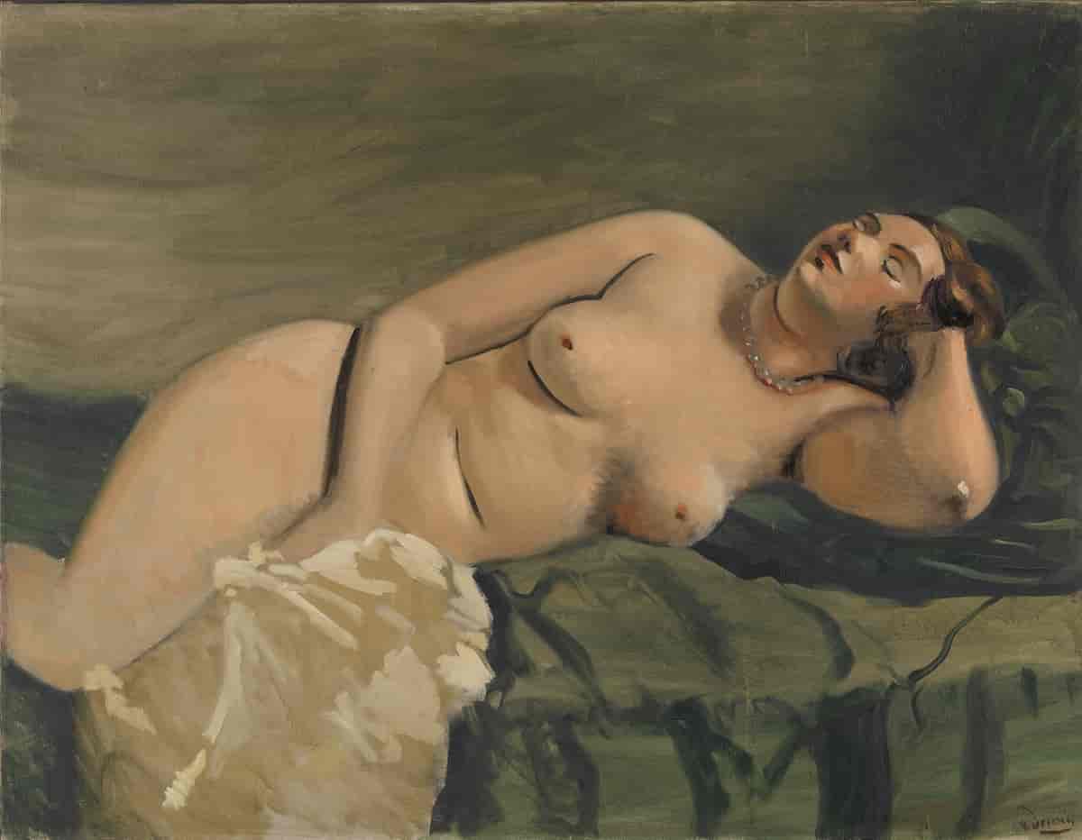 Sovende naken kvinne
