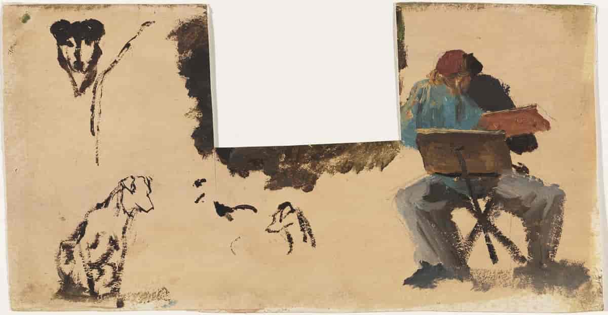 Thomas Fearnley, Maler med studiekasse og hund
