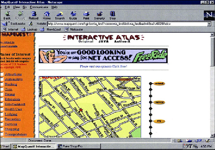 Verdens første karttjeneste på nett, mapquest.com, ble lansert i 1996.