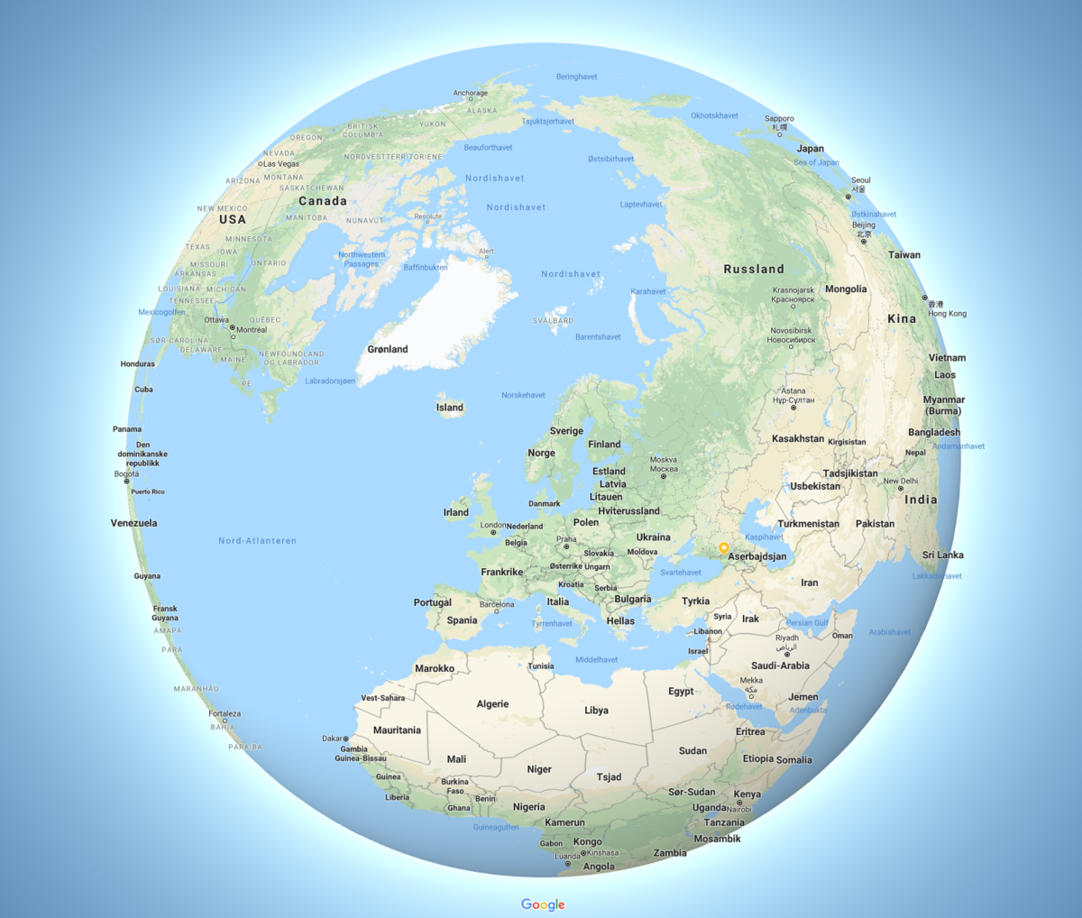 Jorda i 2019-utgaven av Google Maps