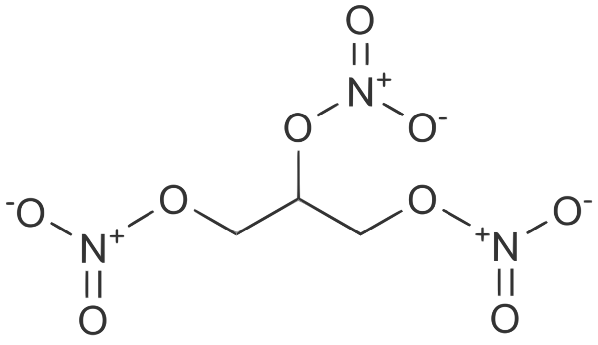 Strukturformelen til glyserolnitrat