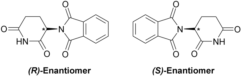 Bilde av R-enantiomeren og S-enantiomeren til talidomid