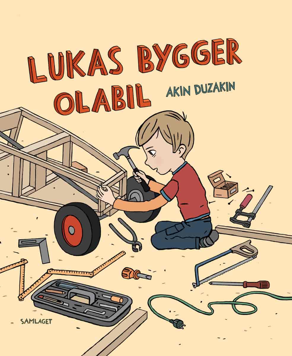 Forside til bildeboka Lukas bygger olabil (2008) av Akin Duzakin