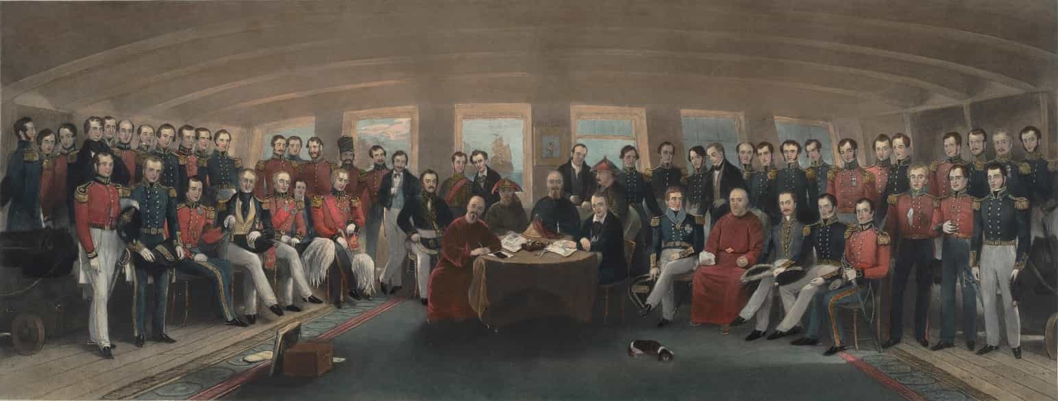 Signering av avtalen i Nanjing, som endte den første opiumskrigen i 1842