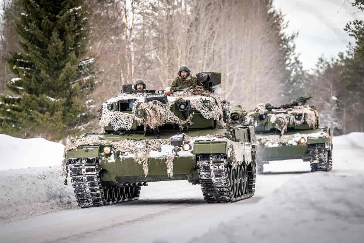 Panserbataljonen med hovedvåpenet Leopard 2A4 på øvelse i Sverige, 2019.