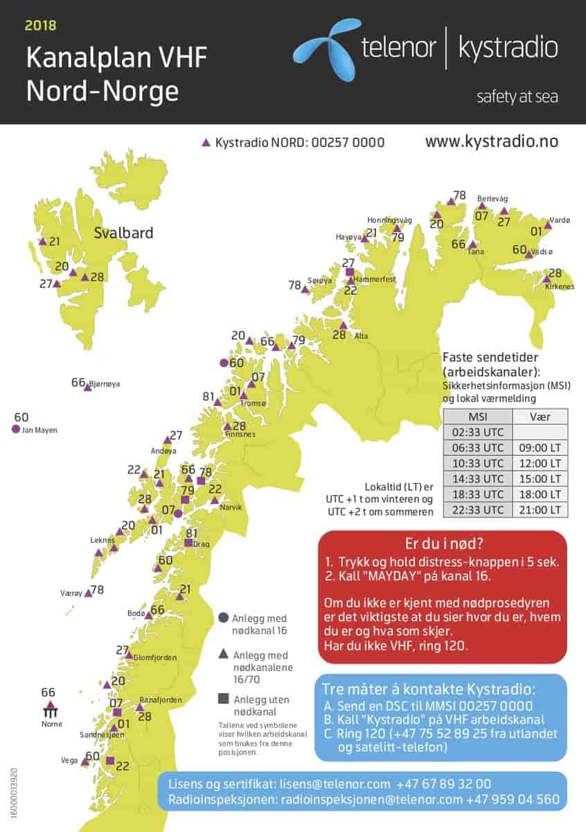Kanalplan VHF Nord-Norge