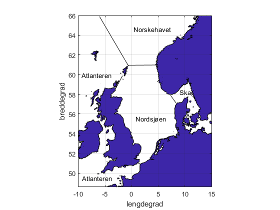 Nordsjøen med avgrensning mot tilstøtende hav