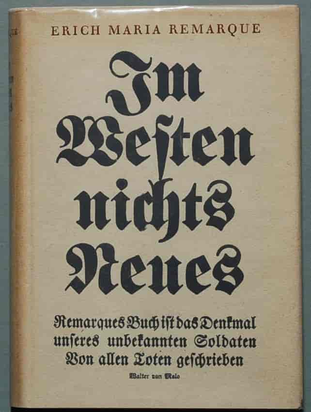 Omslaget på førsteutgaven av "Im Westen nichts Neues" (1929)