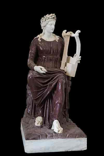 Apollo med lyre og laurbærkrans fra det 2. århundre. Skulpturen befinner seg i Farnese-samlingen i Napoli, Italia.
