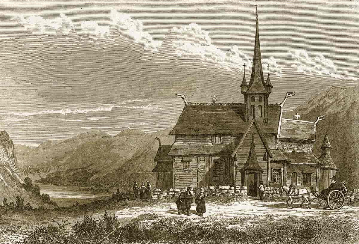 Trestikk fra 1863 av Lom stavkirke