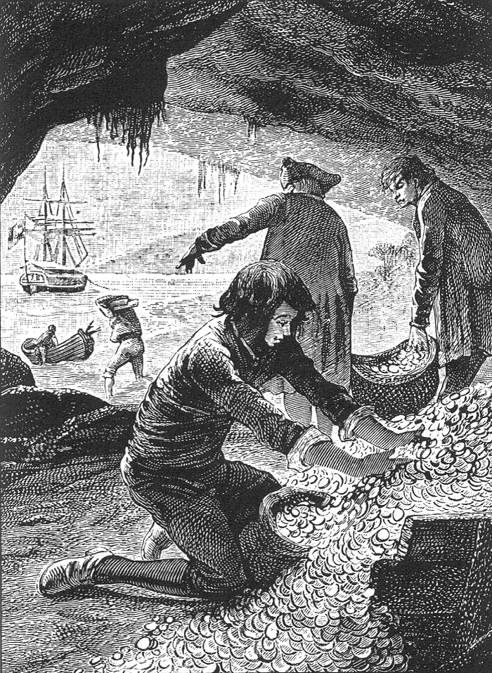 Illustrasjon til Treasure Island fra 1885