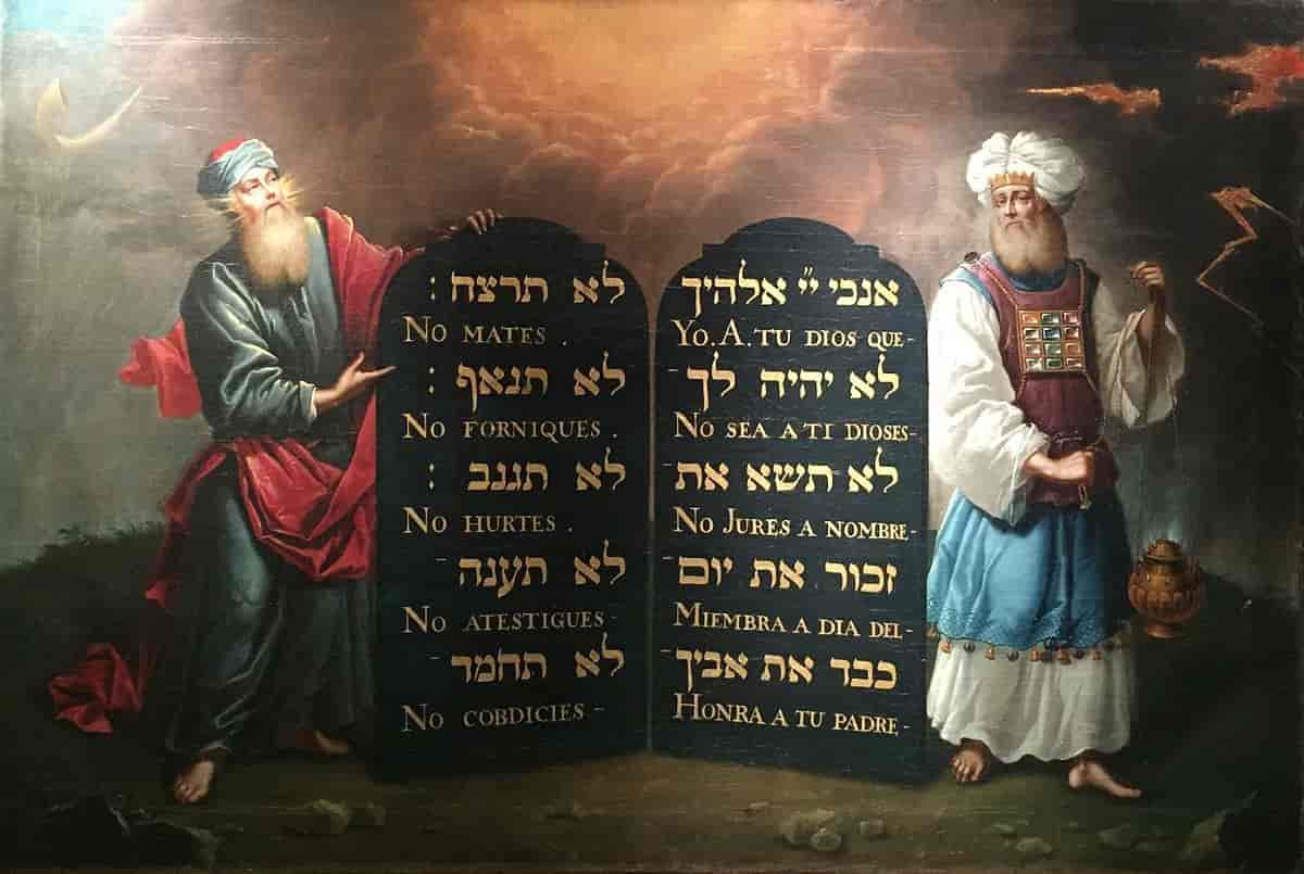 Moses og Aron med Dei ti boda
