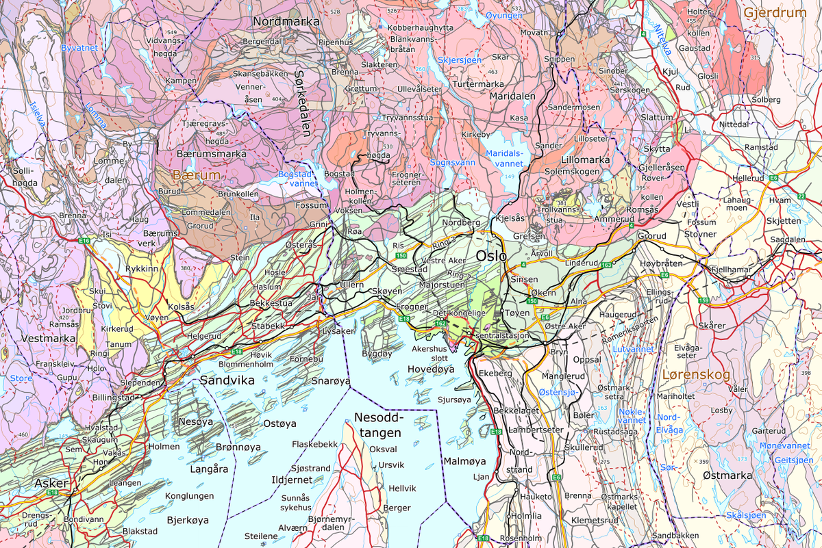 Geologisk kart over Oslo
