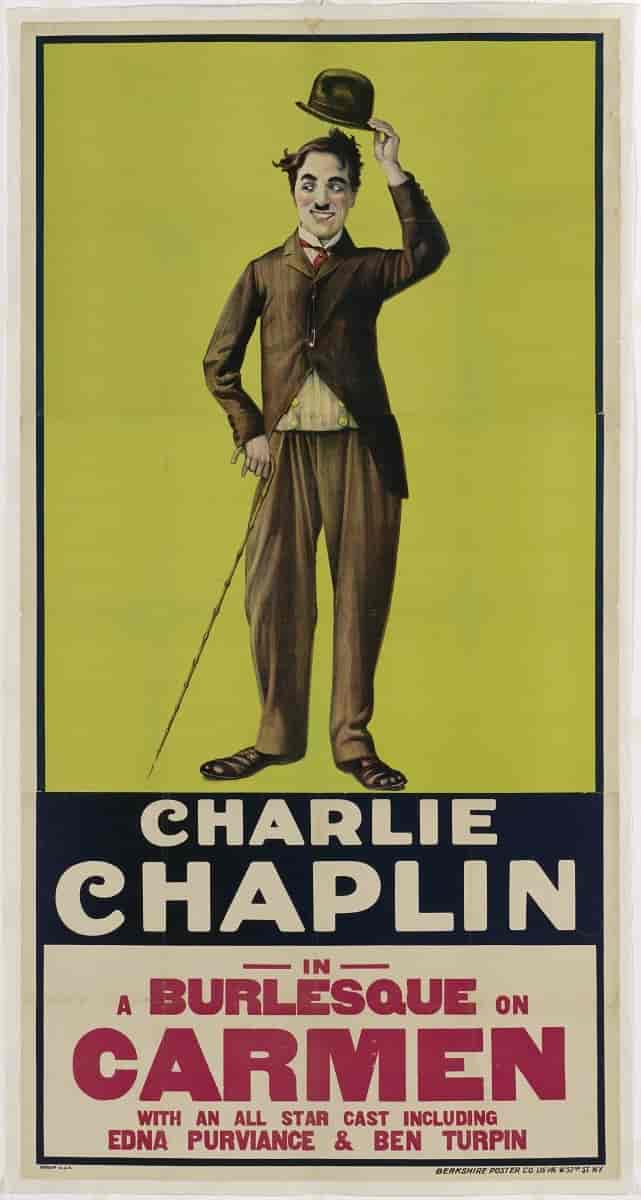 Plakat fra cirka 1916 med Charlie Chaplin