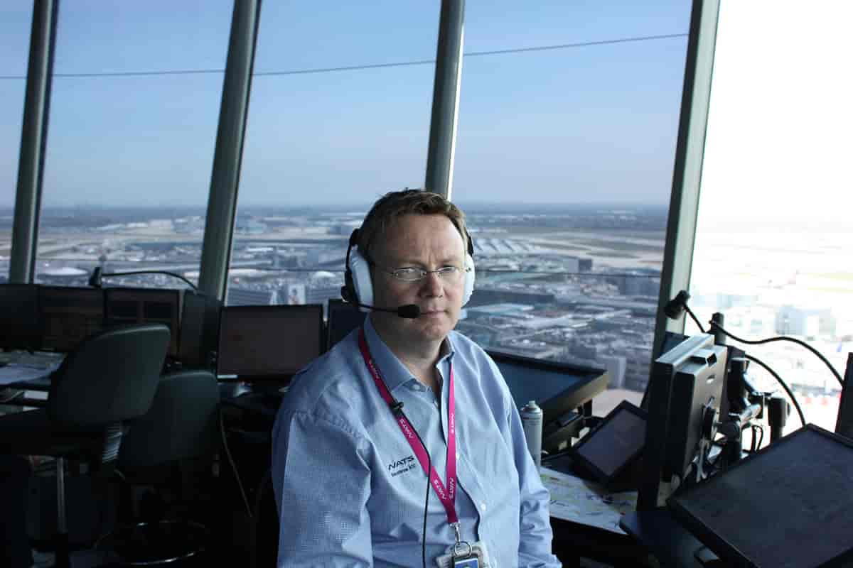 Flyveleder Dave Marshall ved London lufthavn Heathrow