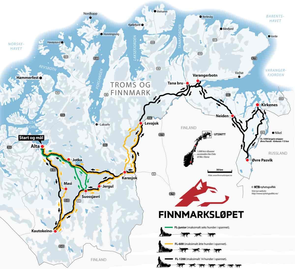 Finnmarksløpet trasékart 2020