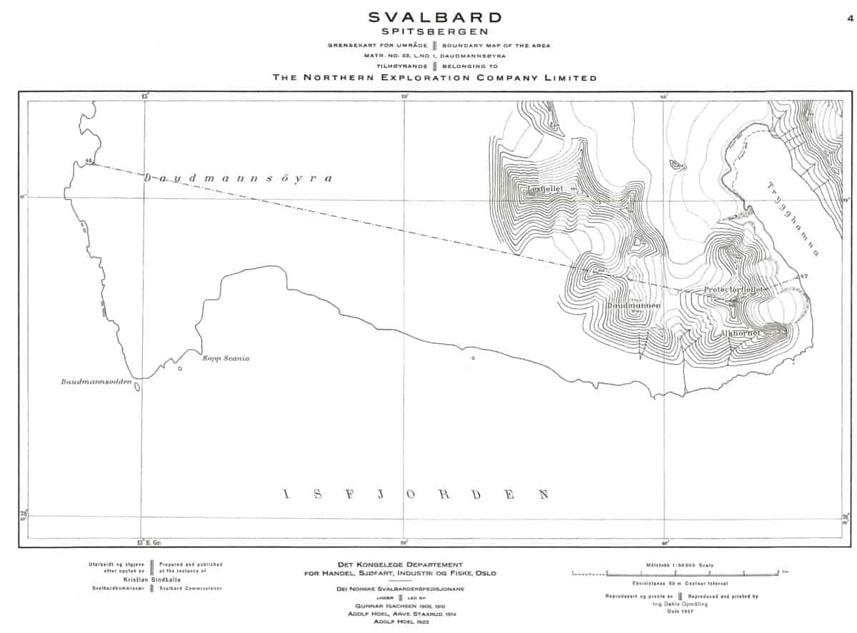 Kart over Daudsmannøyra 1927
