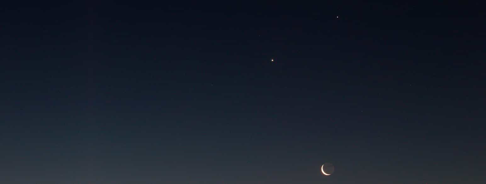 Månen, Venus og Jupiter på morgenhimmelen