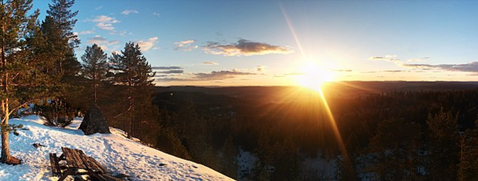 Solnedgang fra Bjønnåsen i Rælingen