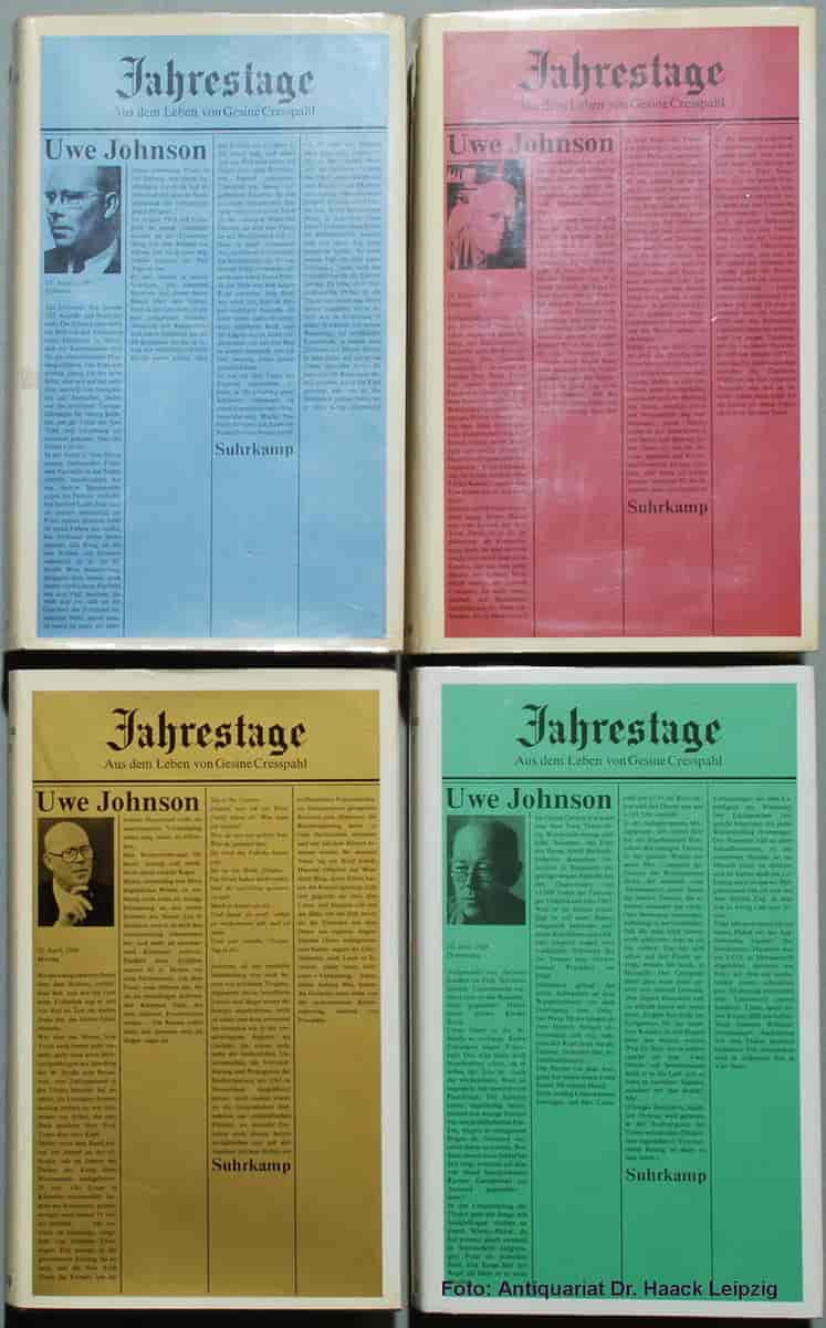 Bokomslagene til førsteugavene av tetralogien "Jahrestage"