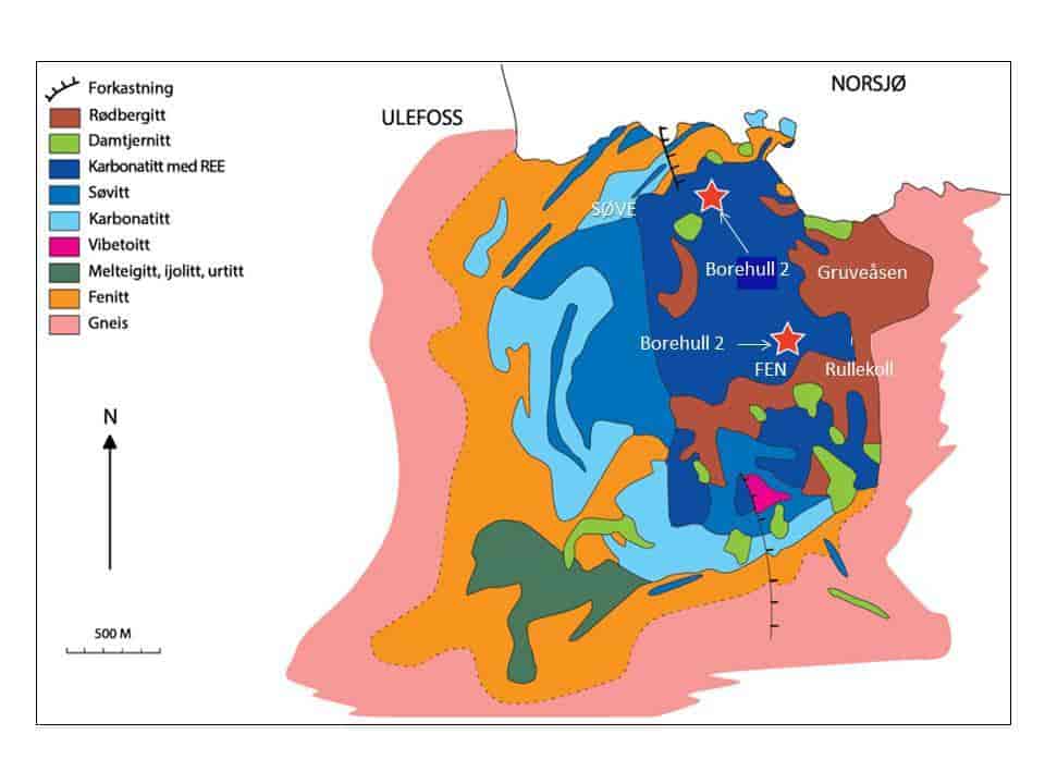 Figur 7. Geologisk kart over Fensfeltet