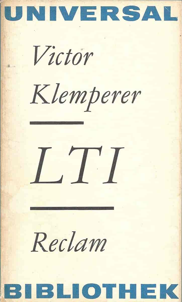 Omslaget på "LTI", DDR-utgaven fra 1975 (Reclam forlag, Leipzig)