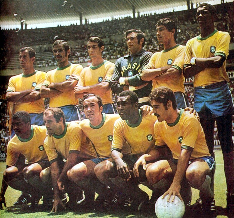 Brasil under VM i 1970. Jairzinho er nummer én fra venstre (nederste rekke)