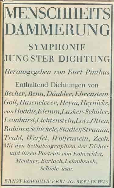 Førsteutgaven av "Menschheitsdämmerung" (1920)