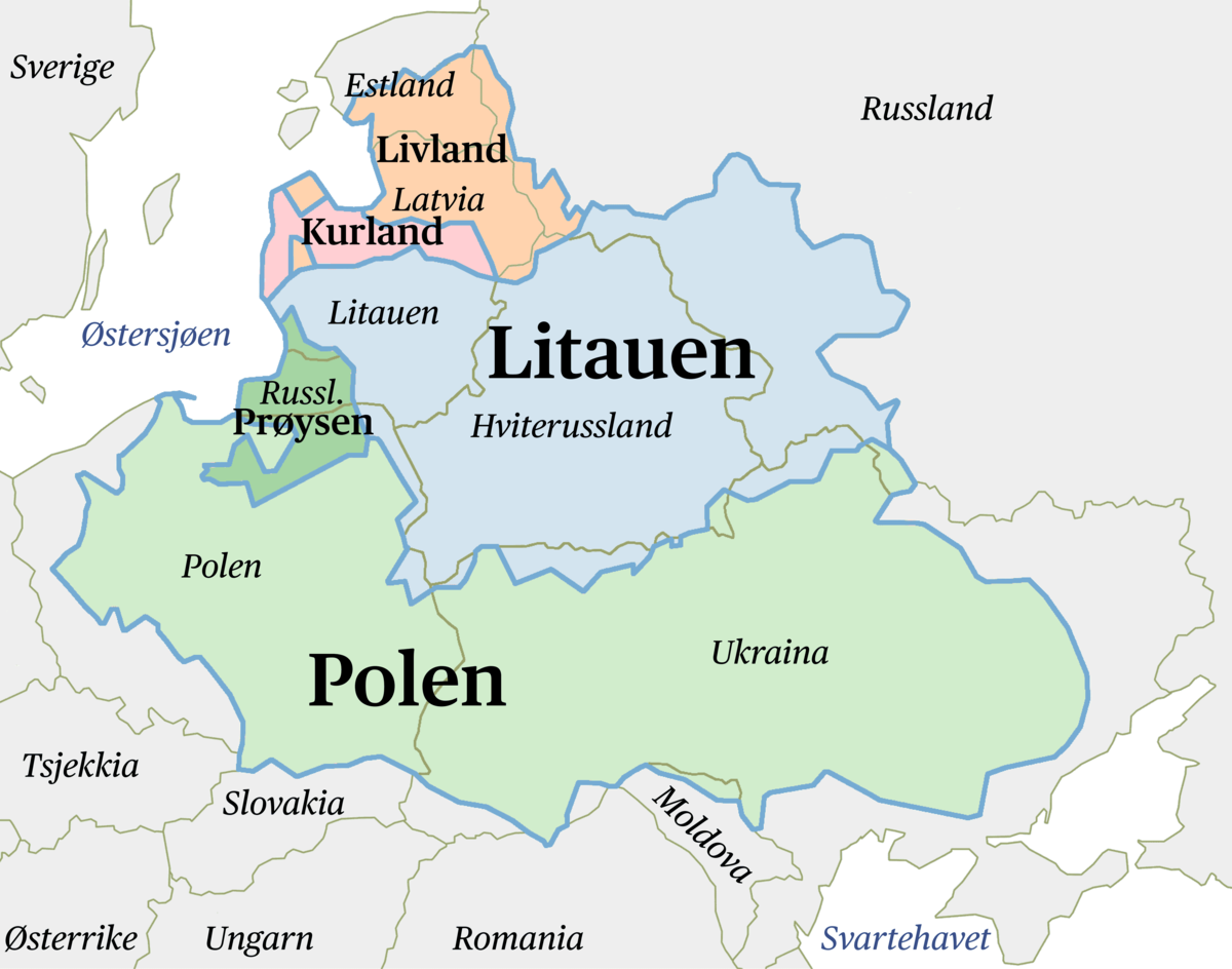 Kart over Polen-Litauen i ca 1619