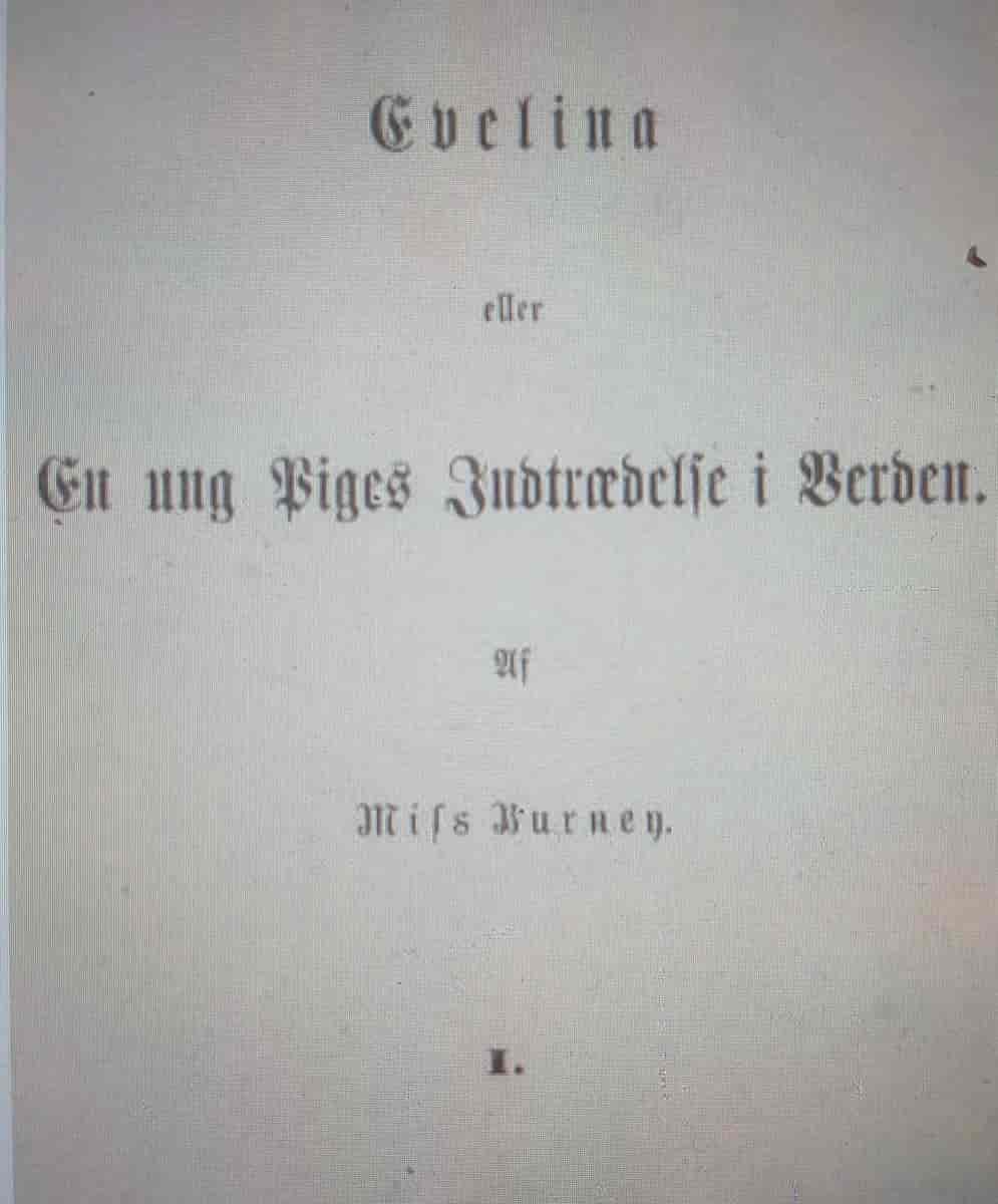 Tittelbladet til Evelina (1858)