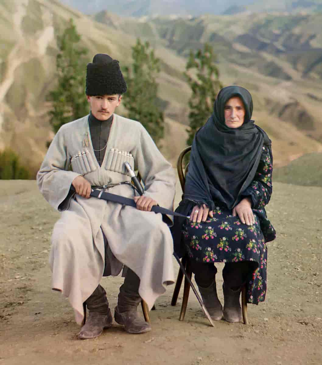 En mann og en kvinne fra Dagestan, fotografert i 1904