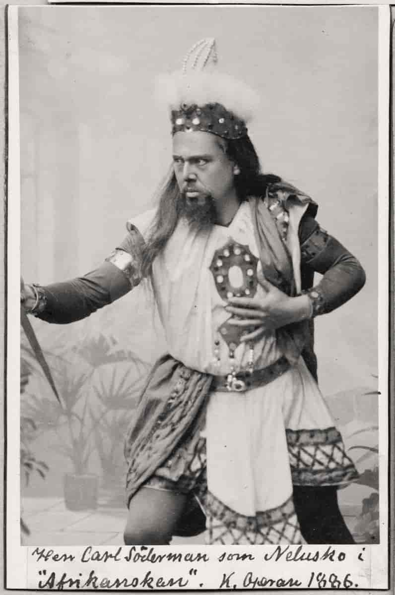 Carl Söderman som Nelusko i operaen Afrikanerinnen, Kungliga Operan 1886.