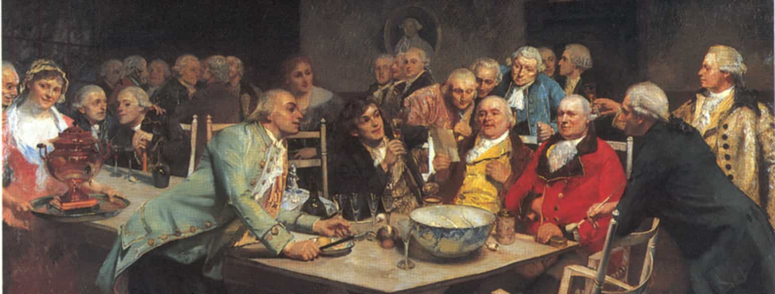 En aften i det Norske Selskab 1780 (malt i 1892)