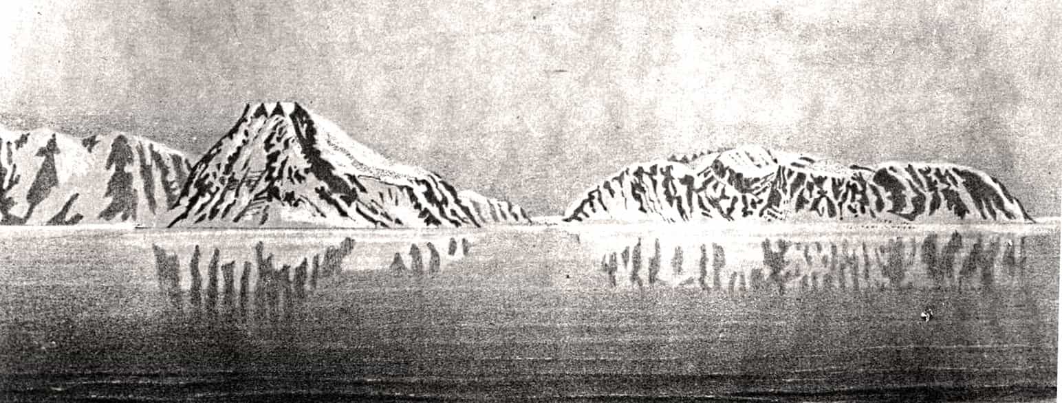 Tegning av landskap på Svalbard