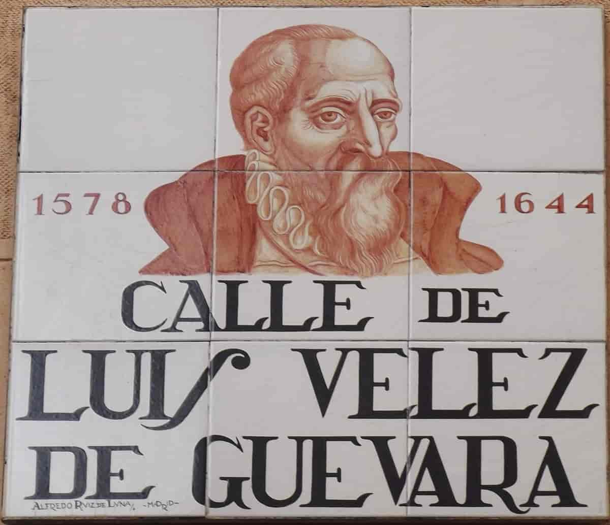 Skilt av Luis Vélez de Guevara i Madrid, av Alfredo Ruiz de Luna