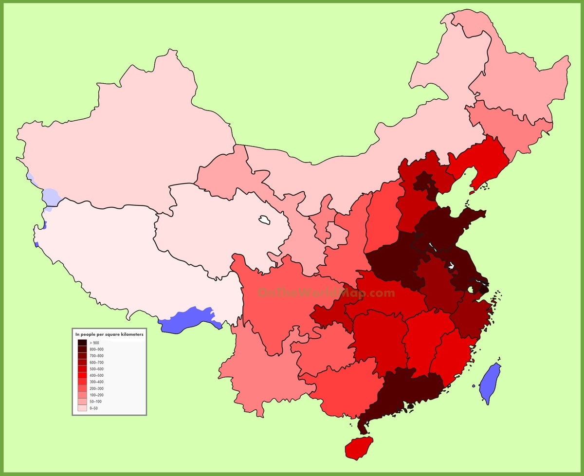 Standard China Population Density Map 