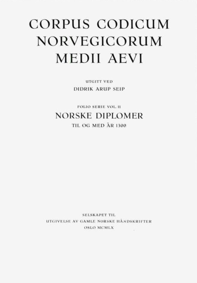 Norske diplomer til og med år 1300, utgitt 1960