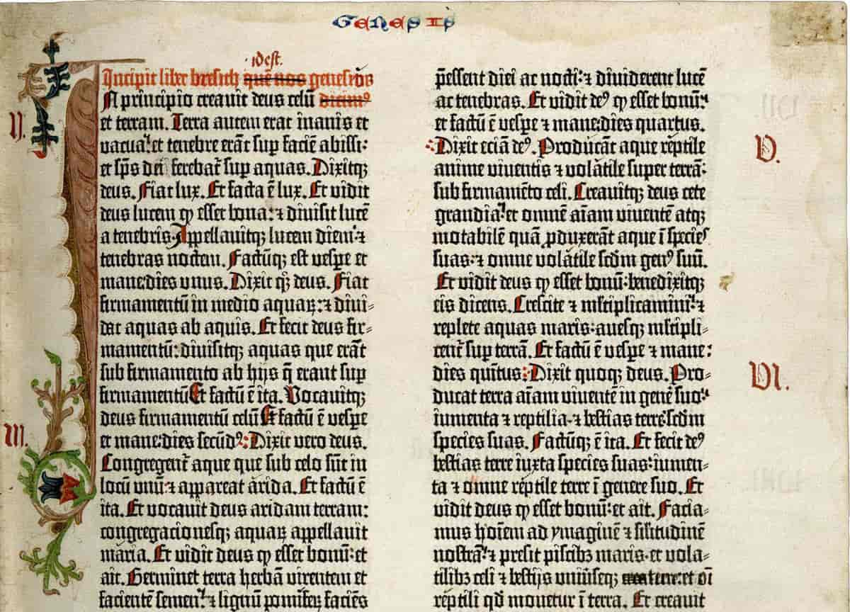 Biblia latina, Første mosebok, utgitt 1455 til 1456